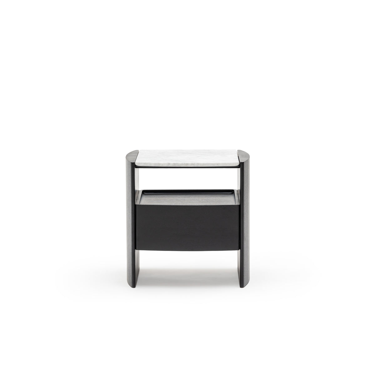 Tathra Nightstand - Black Oak & Bianca Carrara