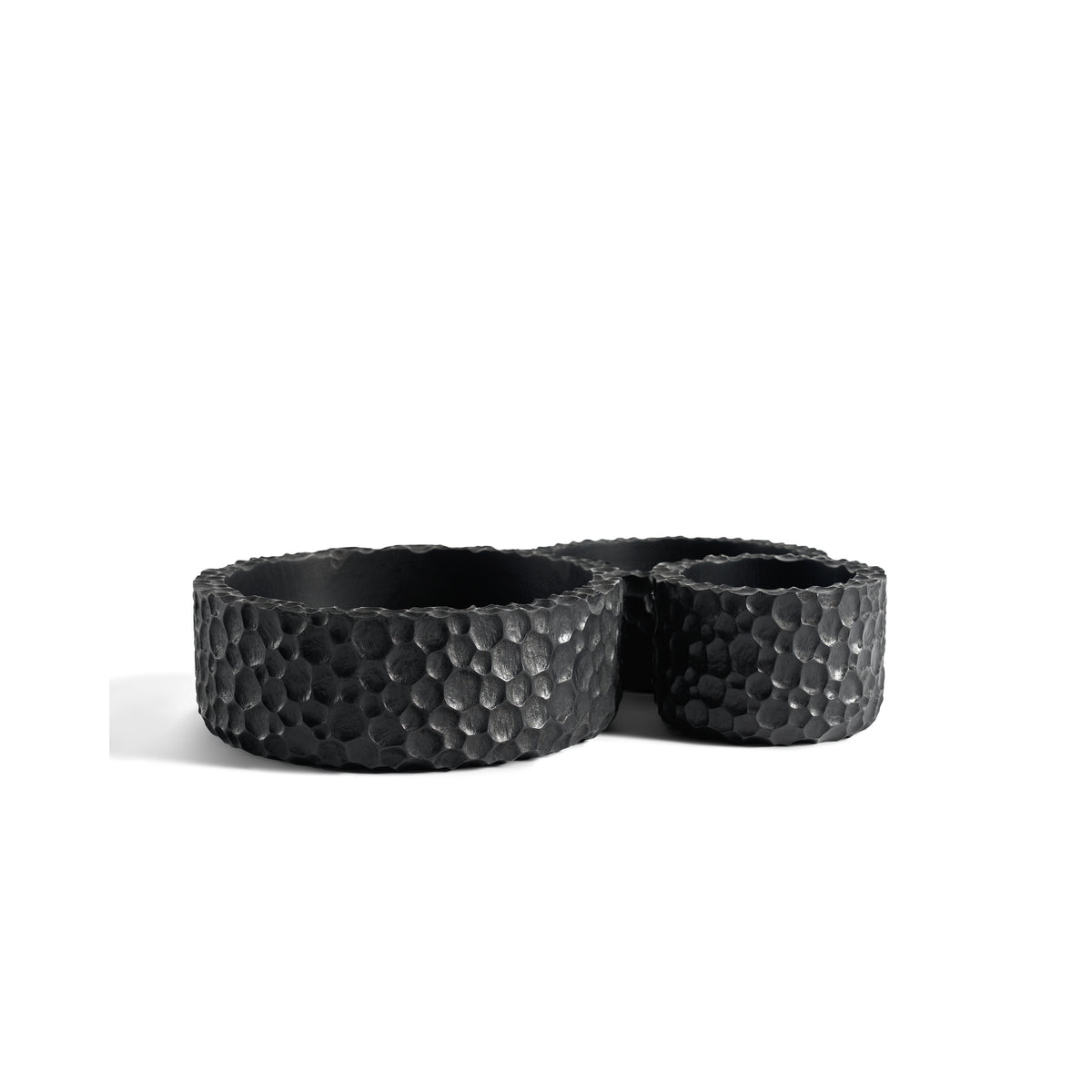 Chopped Bowls - Varnished Mahogany - Black - Set Of 3