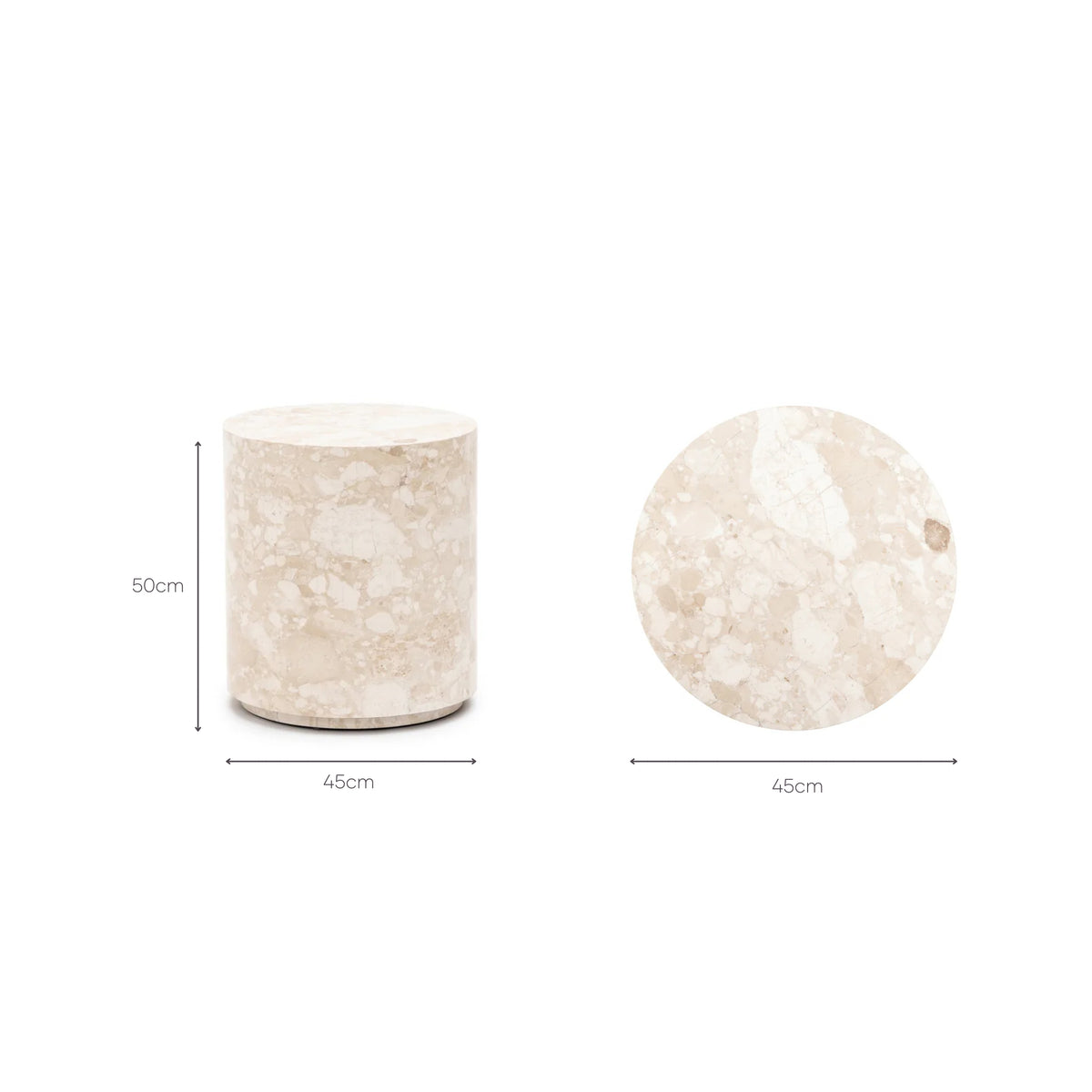 Nuba Cylinder Side Table - Kunis Breccia Marble