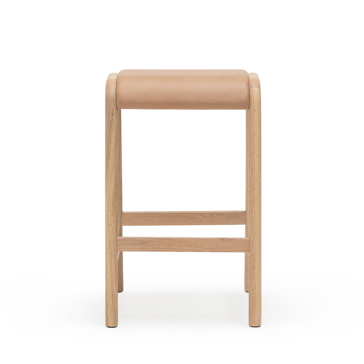 Aha Counter Stool - Blonde Oak & Canyon Leather - Bar & Counter Stools Natadora Loom Collection Dubai