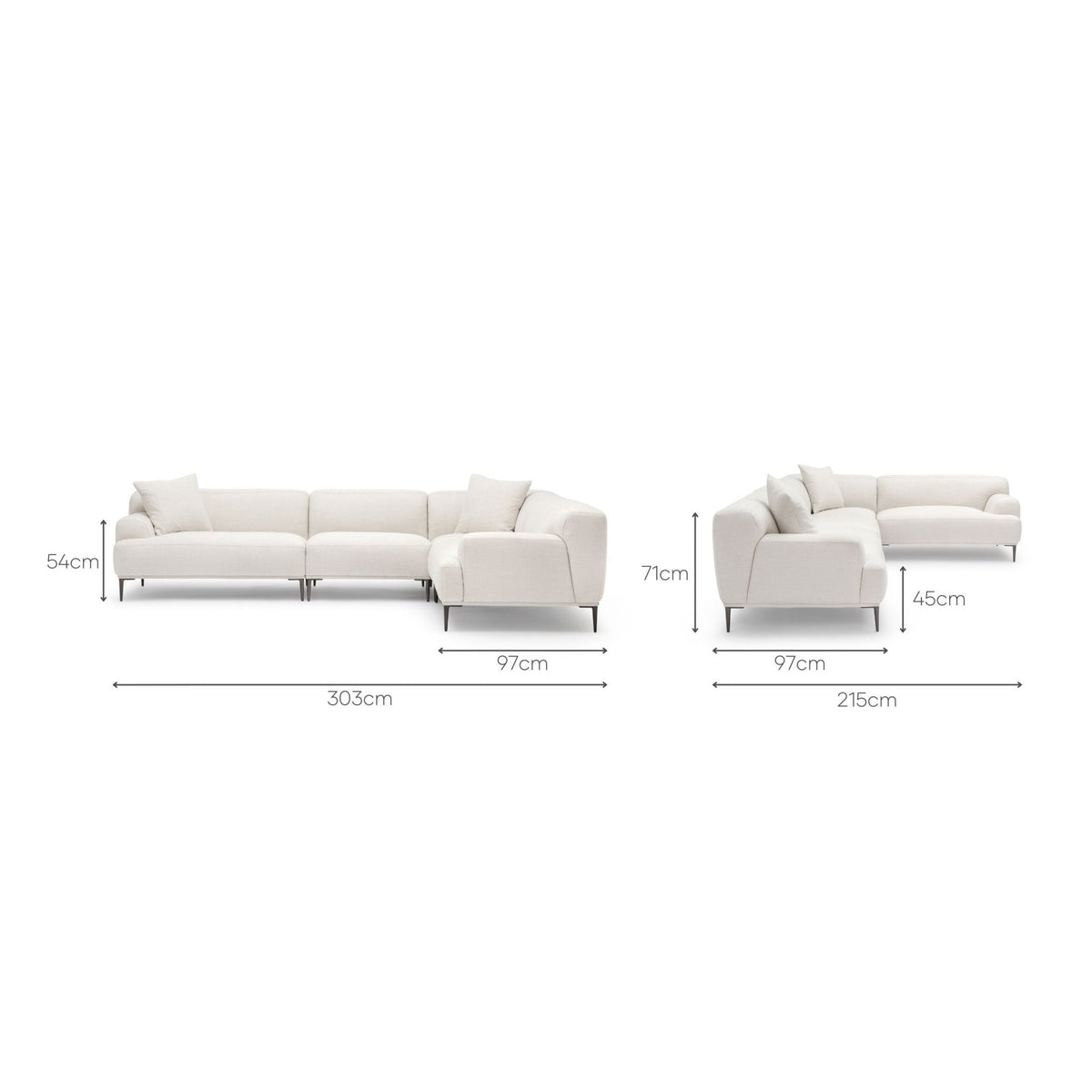 Amelia Closed Corner Sofa - Canvas White - Sectional Sofas Loom Collection Loom Collection Dubai