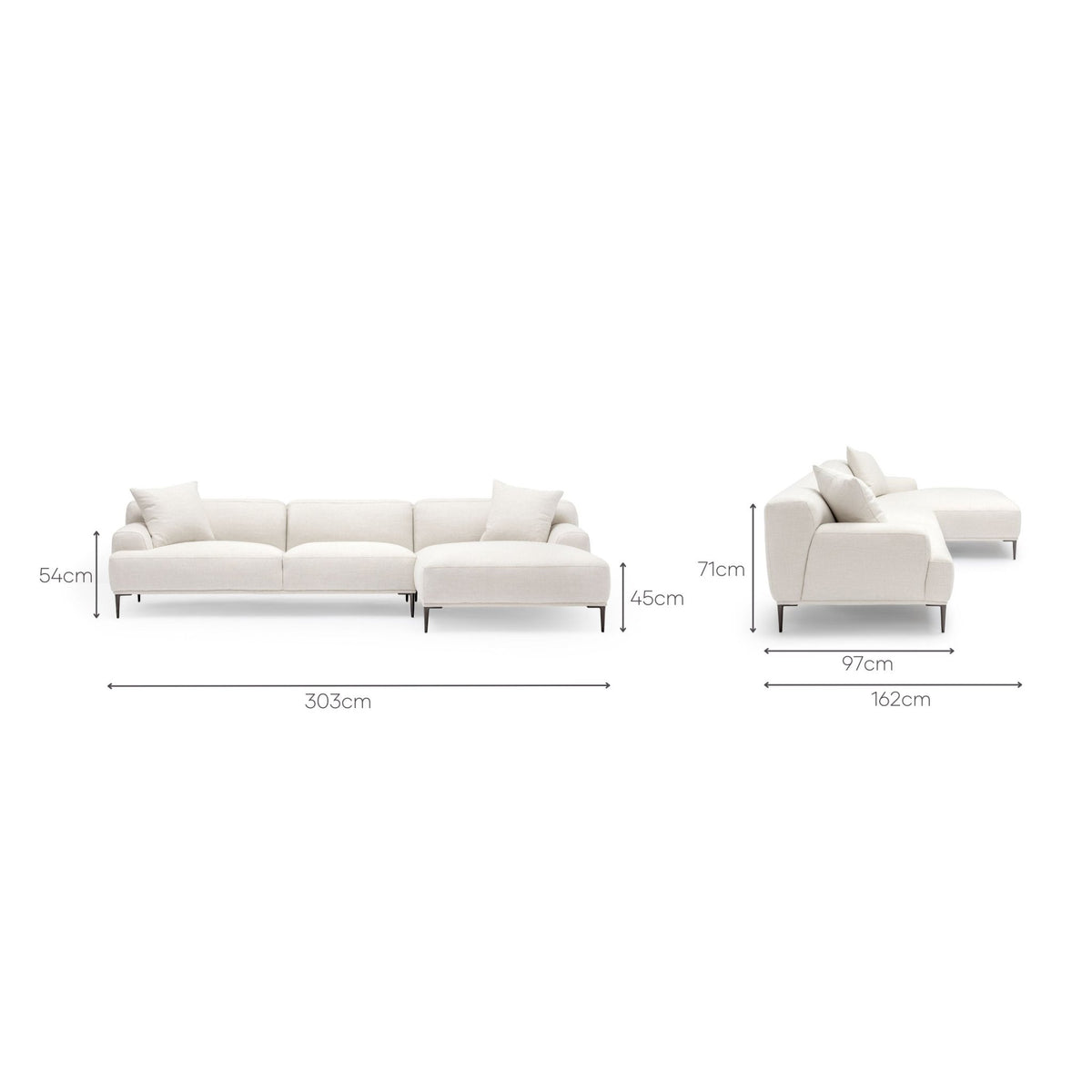 Amelia Extra Large L - Shaped Sofa - Canvas White - Sectional Sofas Loom Collection Loom Collection Dubai