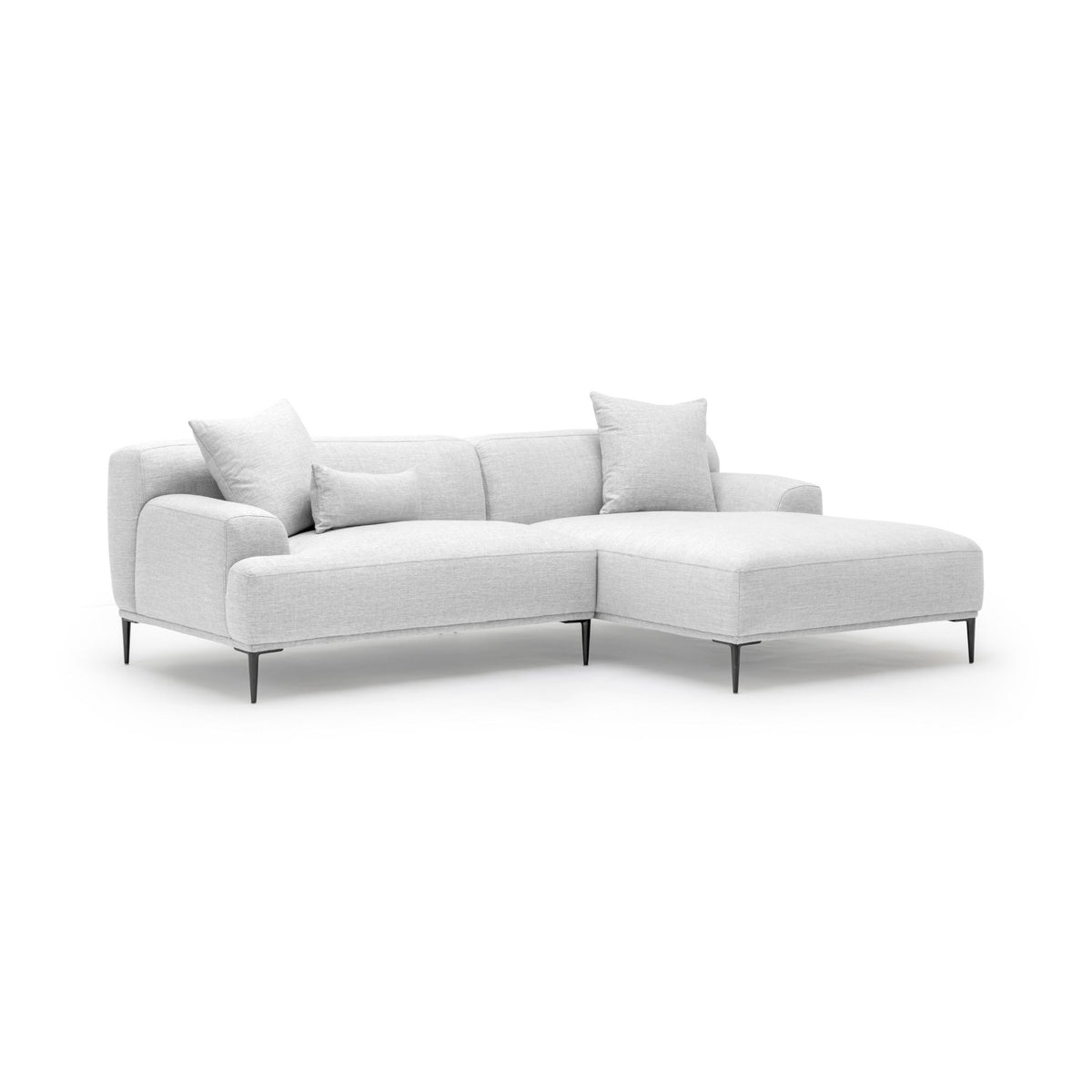 Amelia L - Shaped Sofa - Silver - Sectional Sofas Loom Collection Loom Collection Dubai