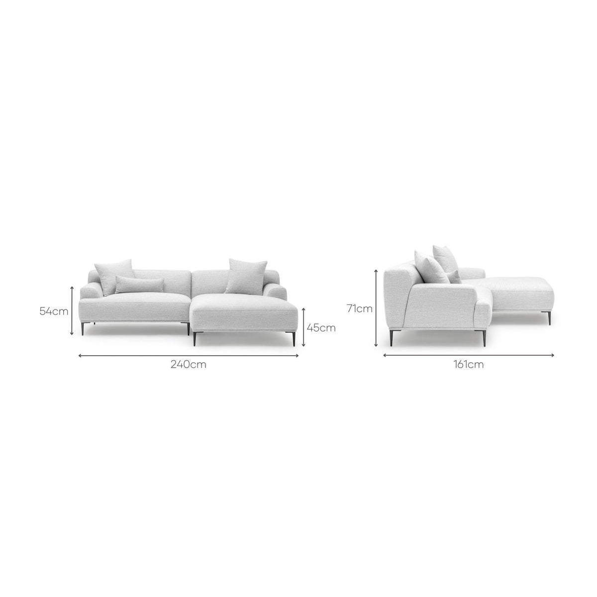 Amelia L - Shaped Sofa - Silver - Sectional Sofas Loom Collection Loom Collection Dubai
