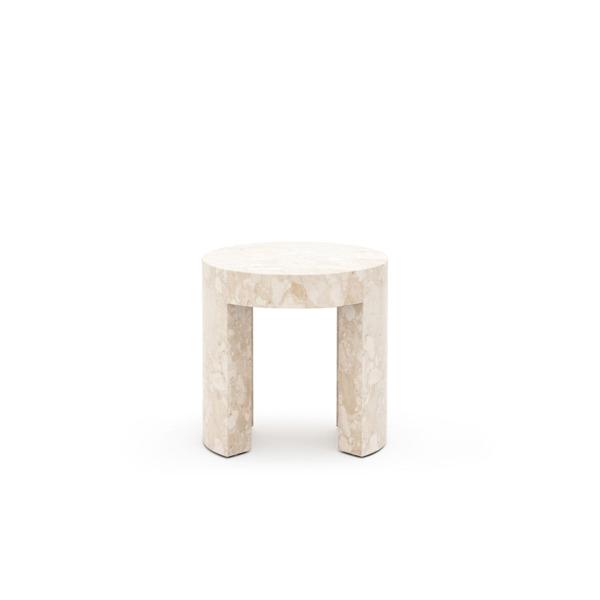 Arno Round Side Table - Kunis Breccia Marble - Side Tables Loom Collection Loom Collection Dubai