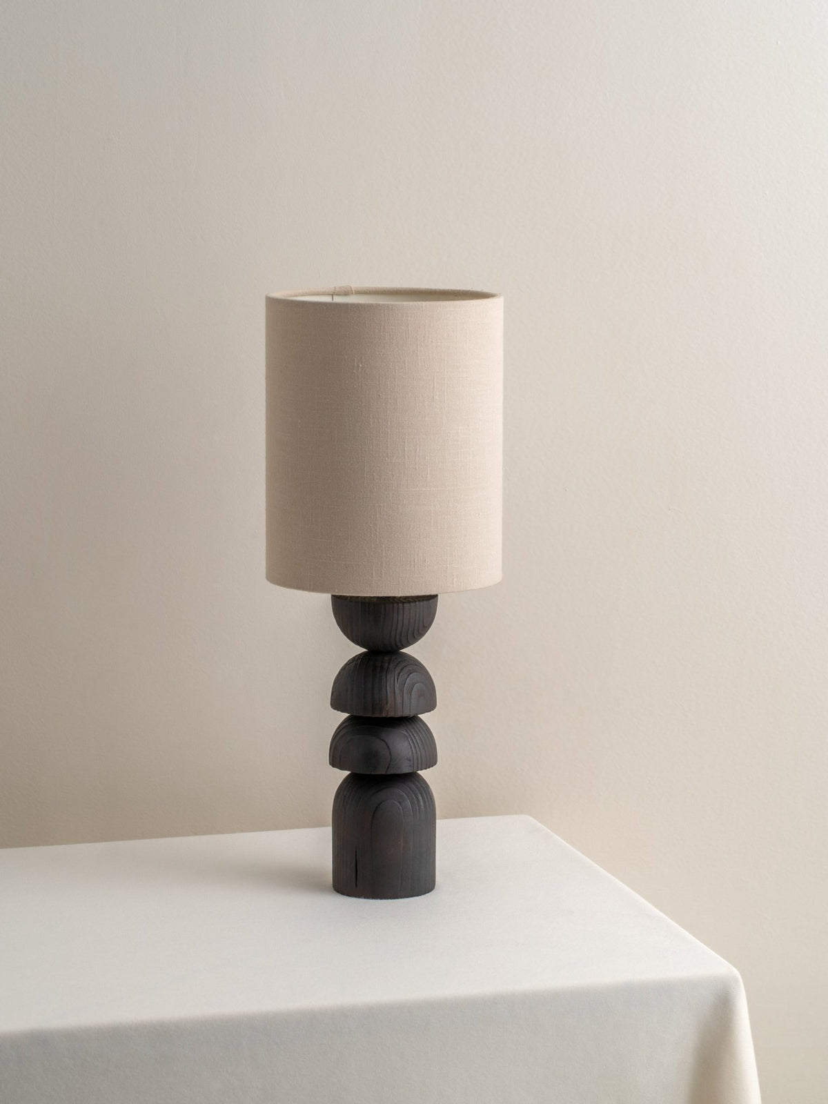 Aska - Small Charred Wood And Natural Linen Table Lamp