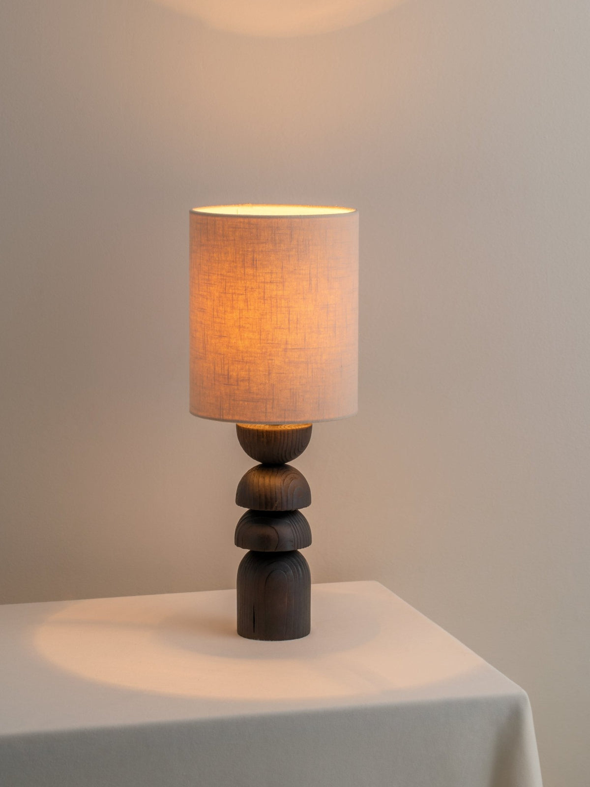 Aska - Small Charred Wood And Natural Linen Table Lamp