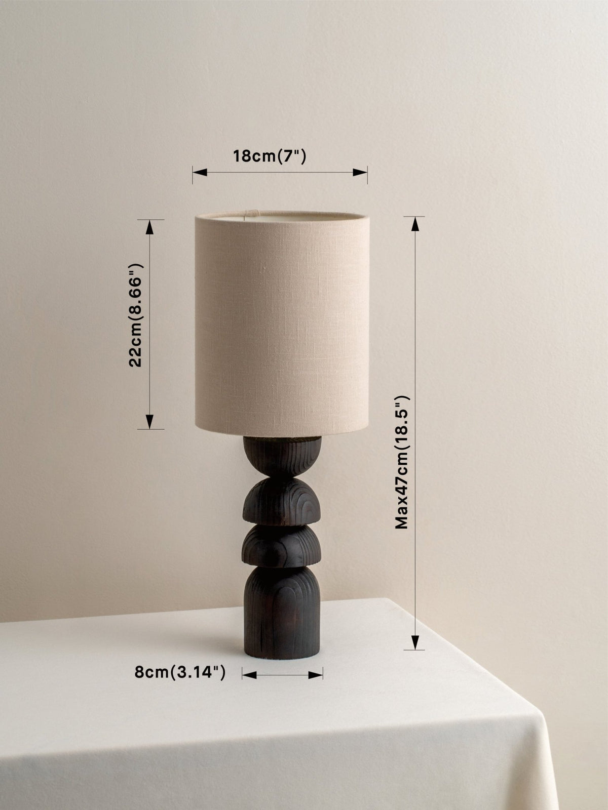 Aska - Small Charred Wood And Natural Linen Table Lamp