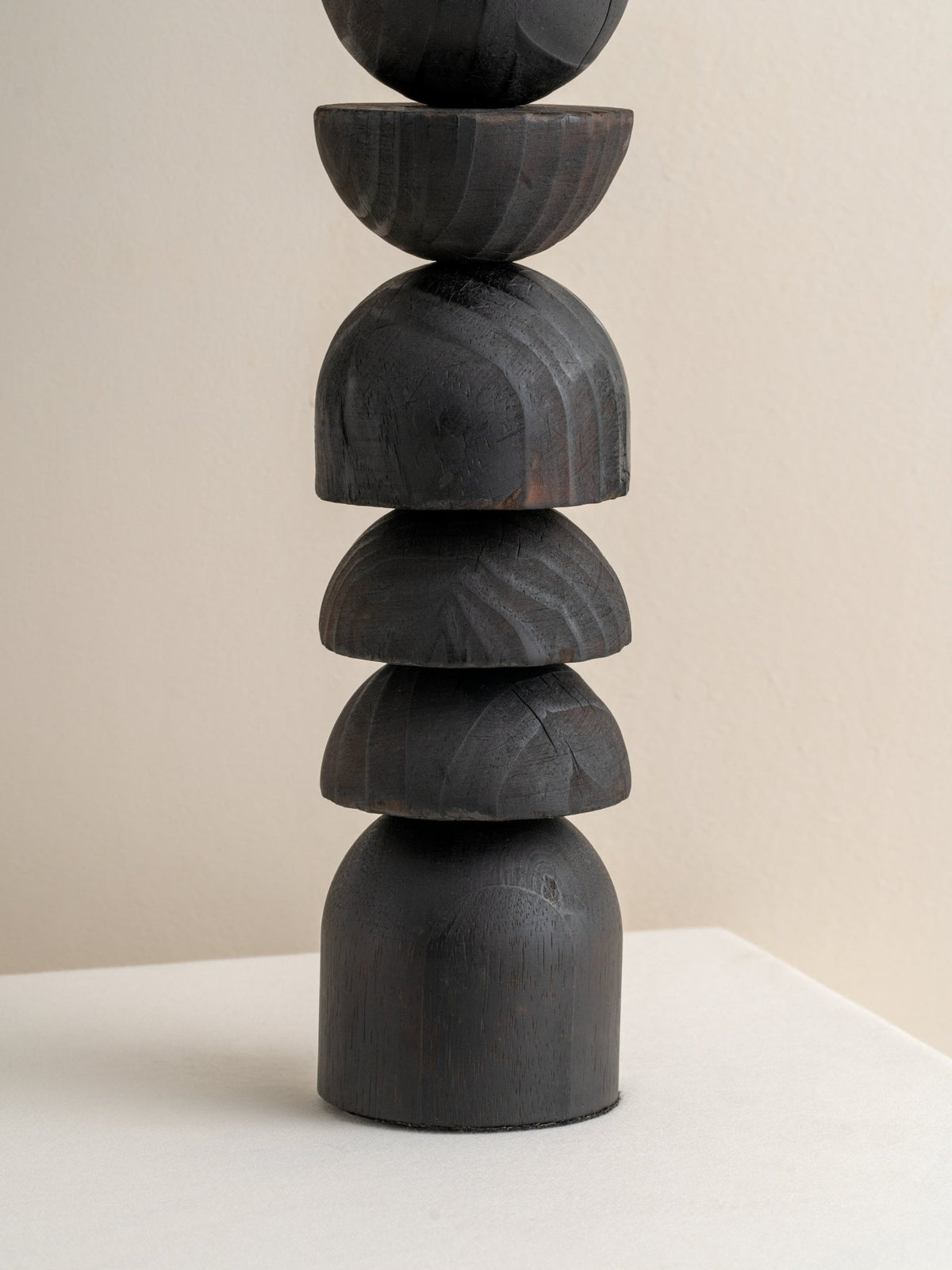 Aska - Tall Charred Wood And Natural Linen Table Lamp