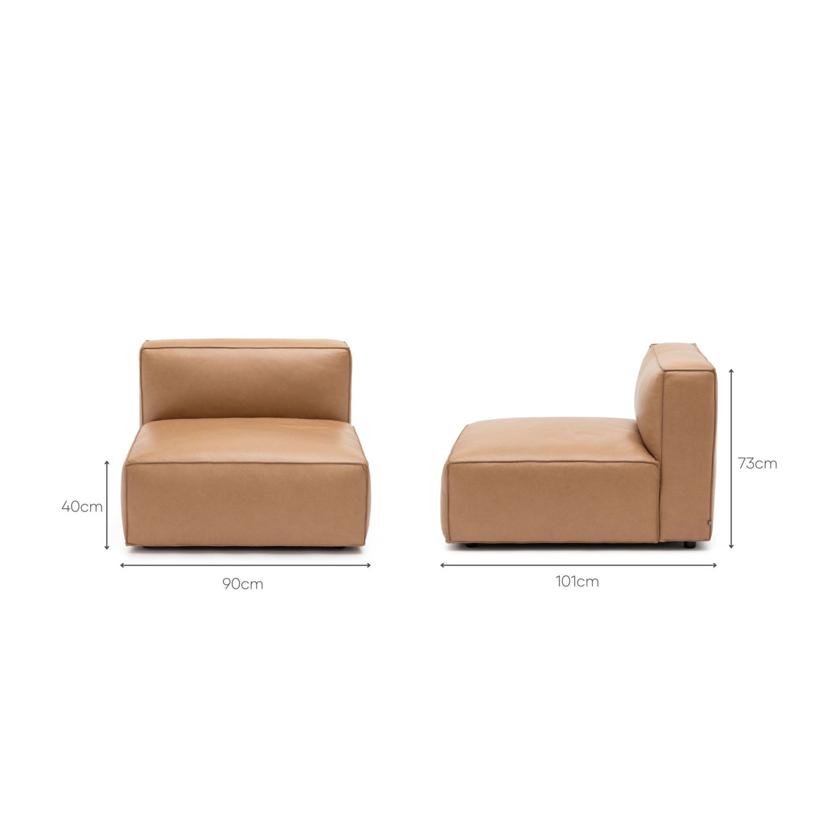 Baker Armless - Pecan Leather - Modular Sofas Tolv Loom Collection Dubai