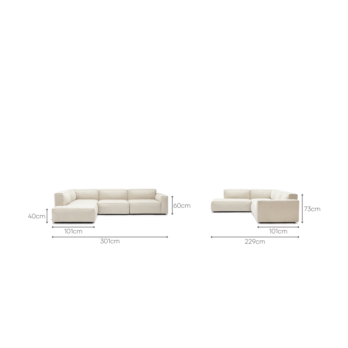 Baker Corner Sofa Set - Oatmeal - Modular Sofas Tolv Loom Collection Dubai