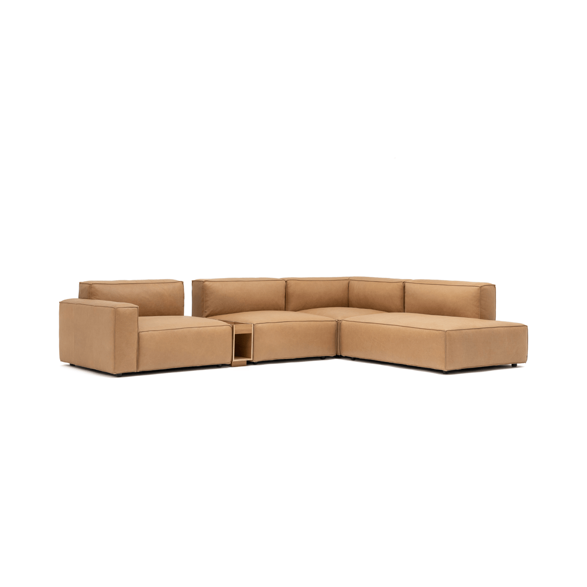 Baker Corner Sofa With Storage - Pecan Leather - Sectional Sofas Tolv Loom Collection Dubai