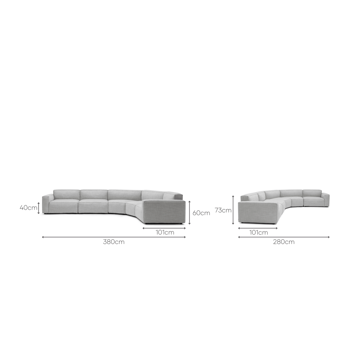 Baker Curved Extra Large Sofa - Diamond - Curved Sofas Tolv Loom Collection Dubai