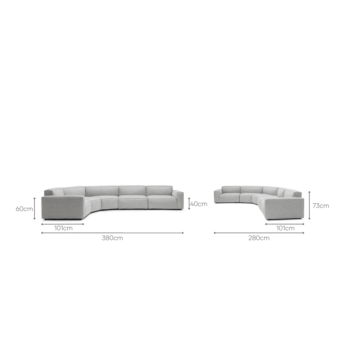 Baker Curved Extra Large Sofa - Diamond - Curved Sofas Tolv Loom Collection Dubai