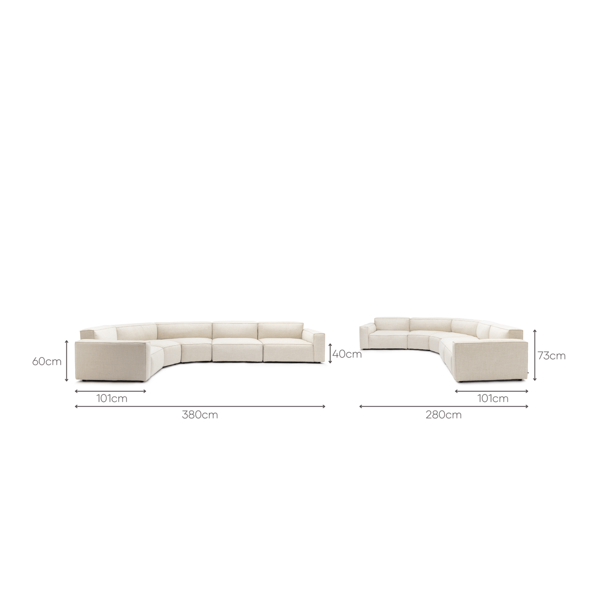 Baker Curved Extra Large Sofa - Oatmeal - Curved Sofas Tolv Loom Collection Dubai