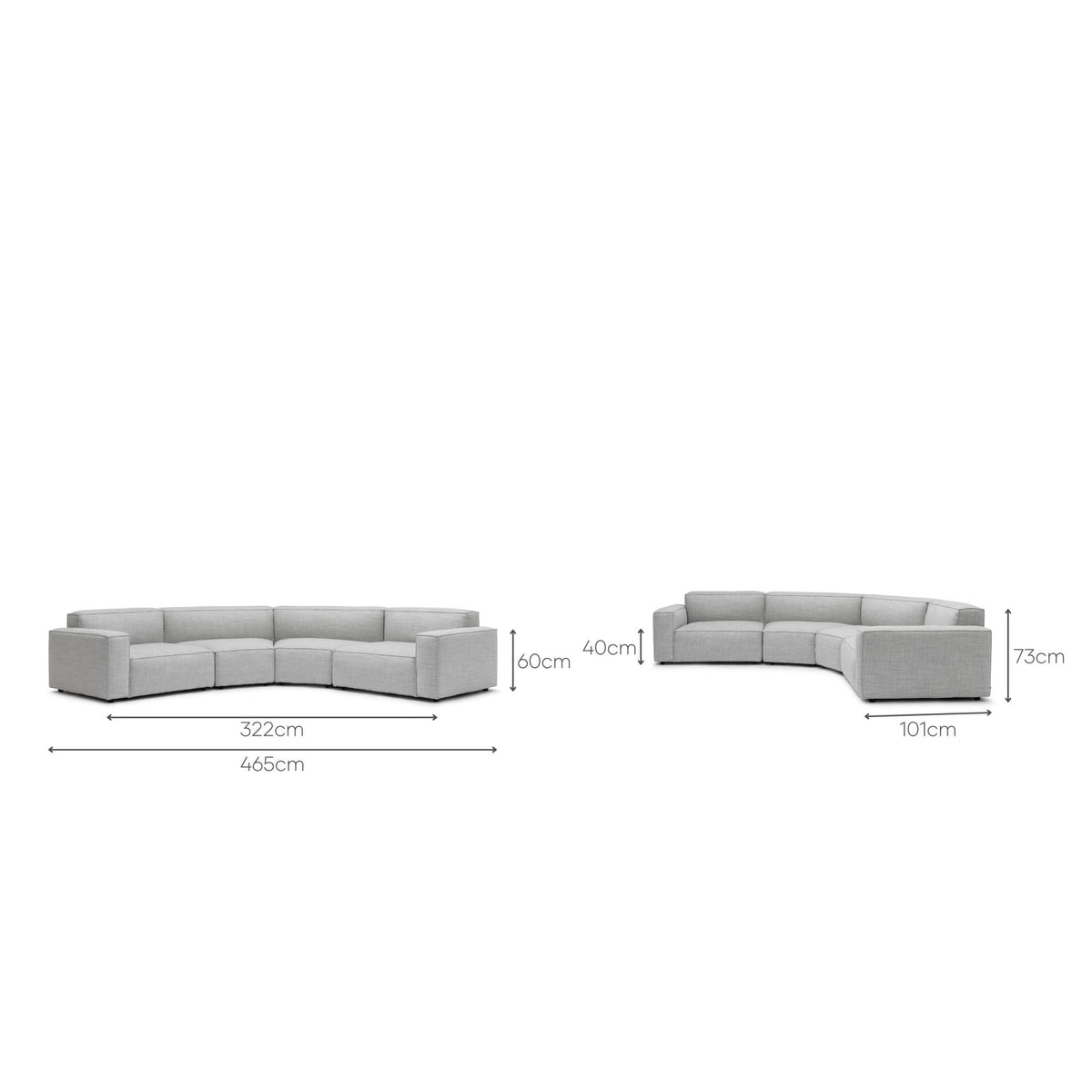 Baker Curved Large Sofa - Diamond - Curved Sofas Tolv Loom Collection Dubai