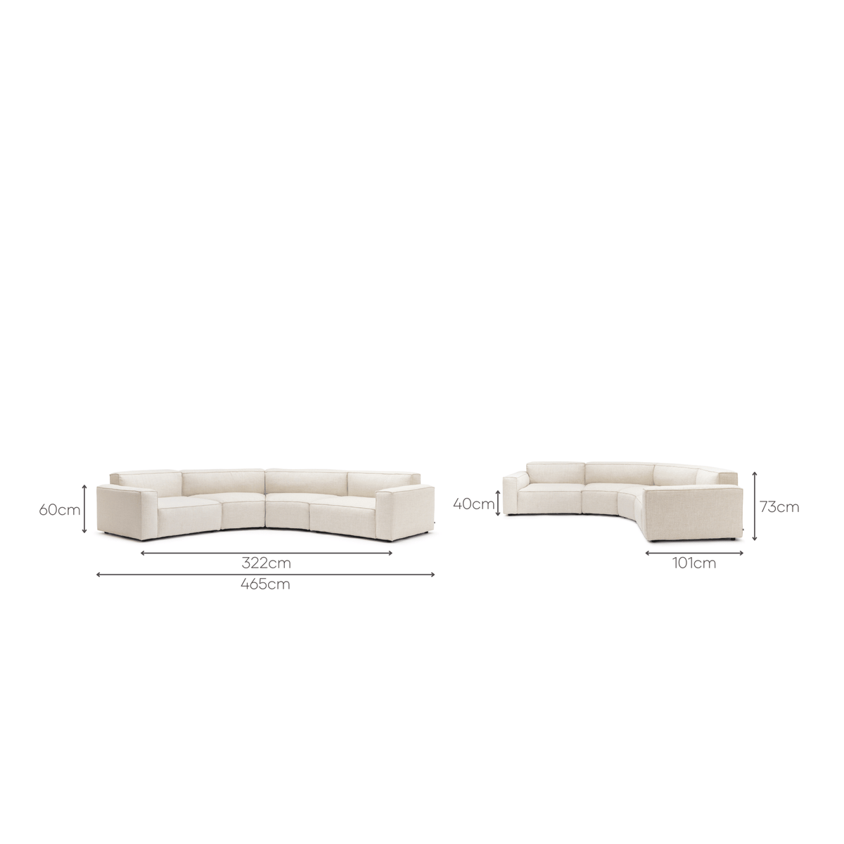 Baker Curved Large Sofa - Oatmeal - Curved Sofas Tolv Loom Collection Dubai