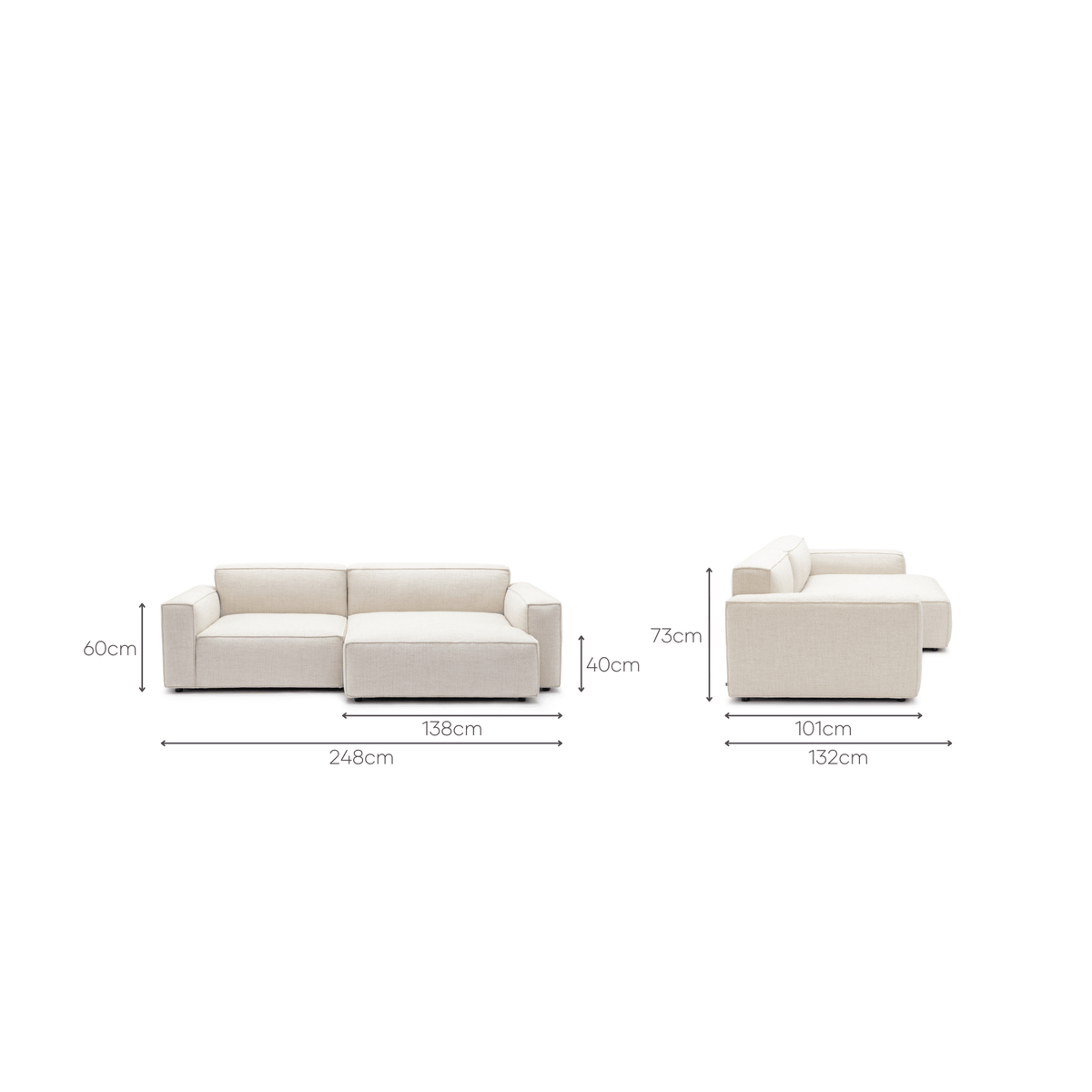 Baker L-Shaped - Oatmeal - Sectional Sofas Tolv Loom Collection Dubai