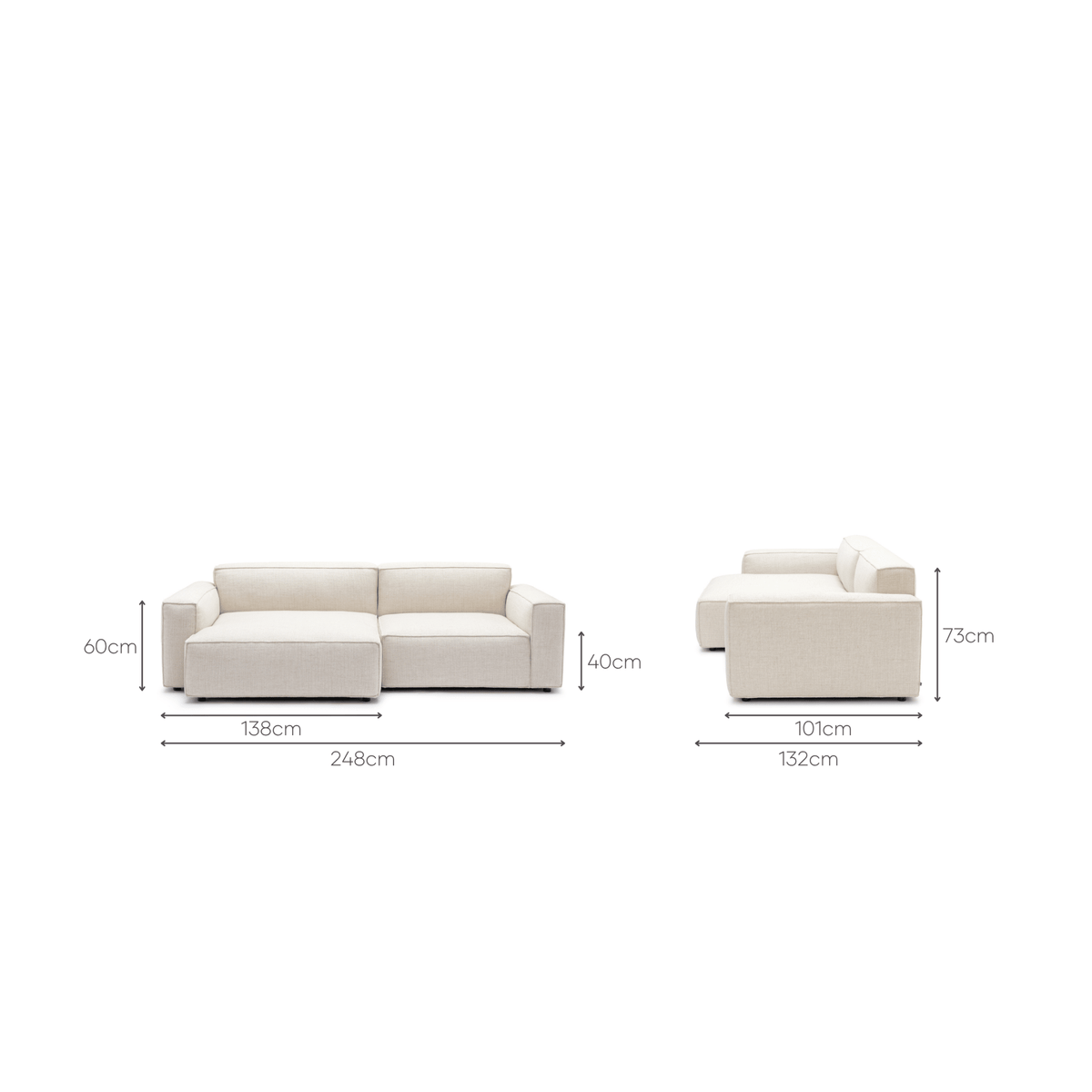 Baker L-Shaped - Oatmeal - Sectional Sofas Tolv Loom Collection Dubai