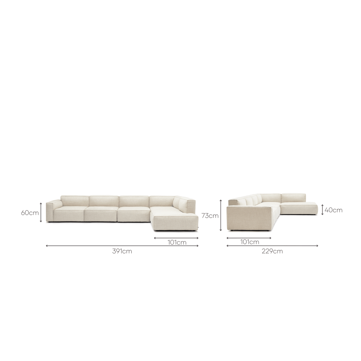Baker Large Corner Left Sofa Set - Oatmeal - Modular Sofas Tolv Loom Collection Dubai