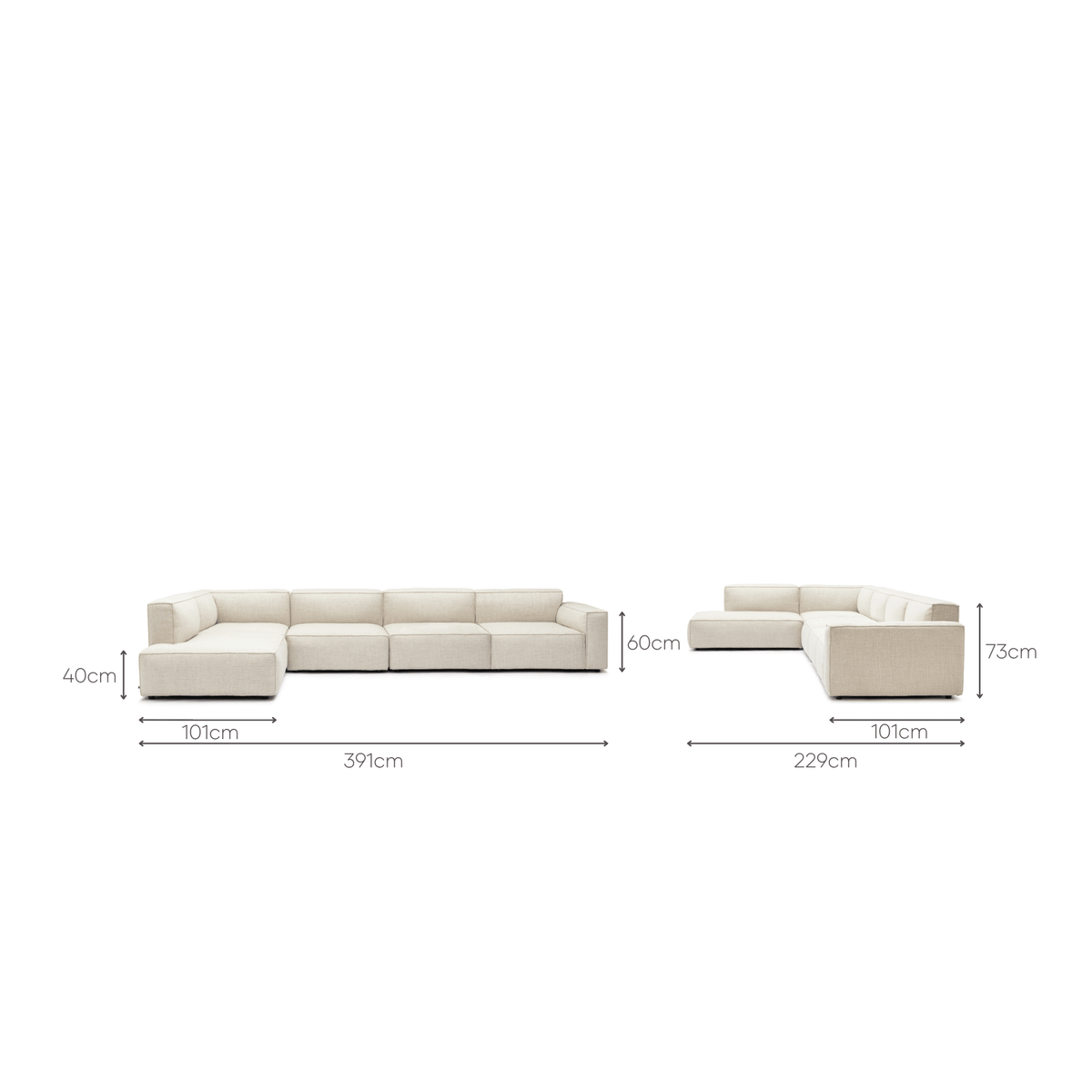 Baker Large Corner Left Sofa Set - Oatmeal - Modular Sofas Tolv Loom Collection Dubai