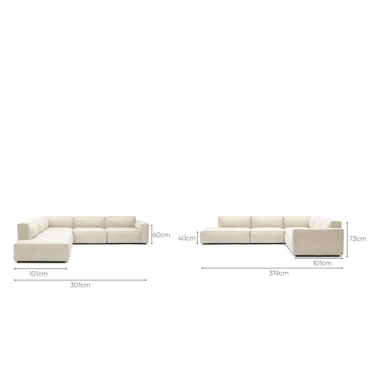 Baker Large Corner Sofa Set - Oatmeal - Modular Sofas Tolv Loom Collection Dubai