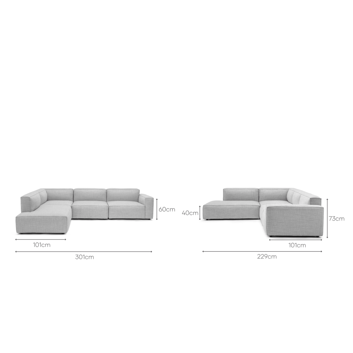 Baker Large Corner Sofa With Ottoman - Diamond - Modular Sofas Tolv Loom Collection Dubai