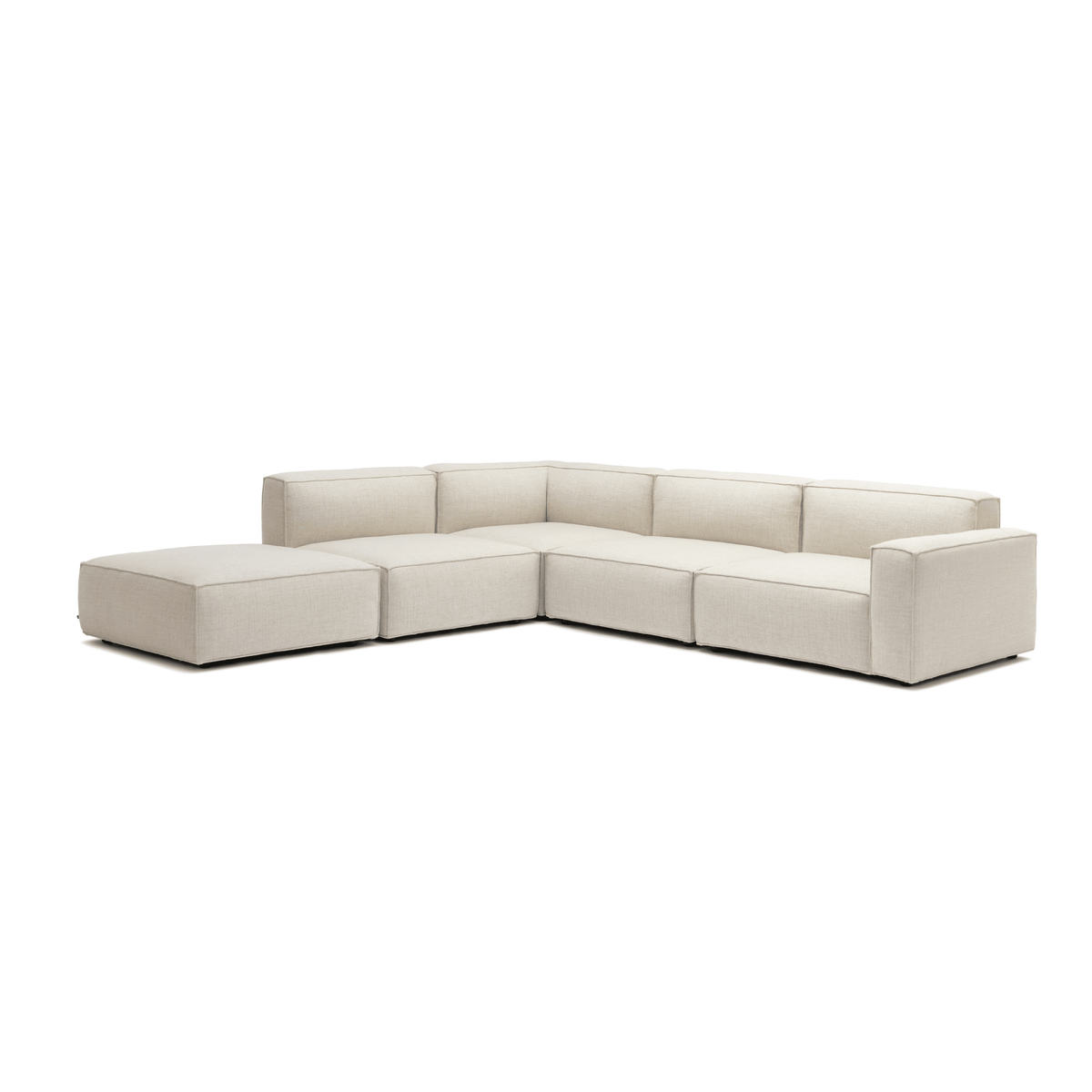 Baker Large Corner Sofa With Ottoman - Oatmeal - Sectional Sofas Tolv Loom Collection Dubai