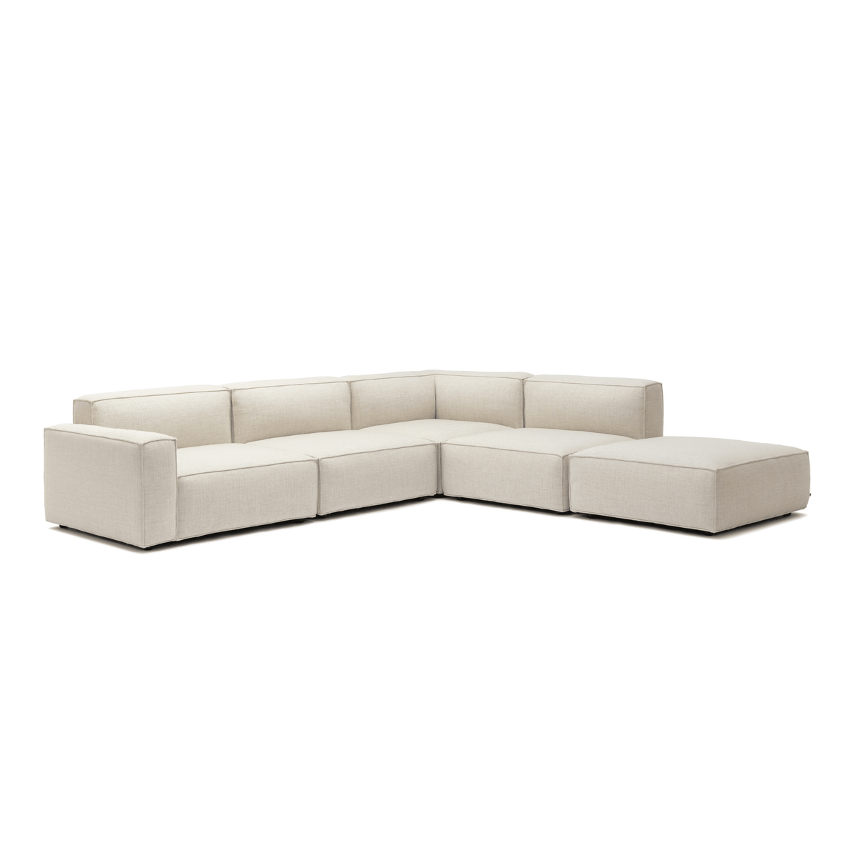 Baker Large Corner Sofa With Ottoman - Oatmeal - Sectional Sofas Tolv Loom Collection Dubai