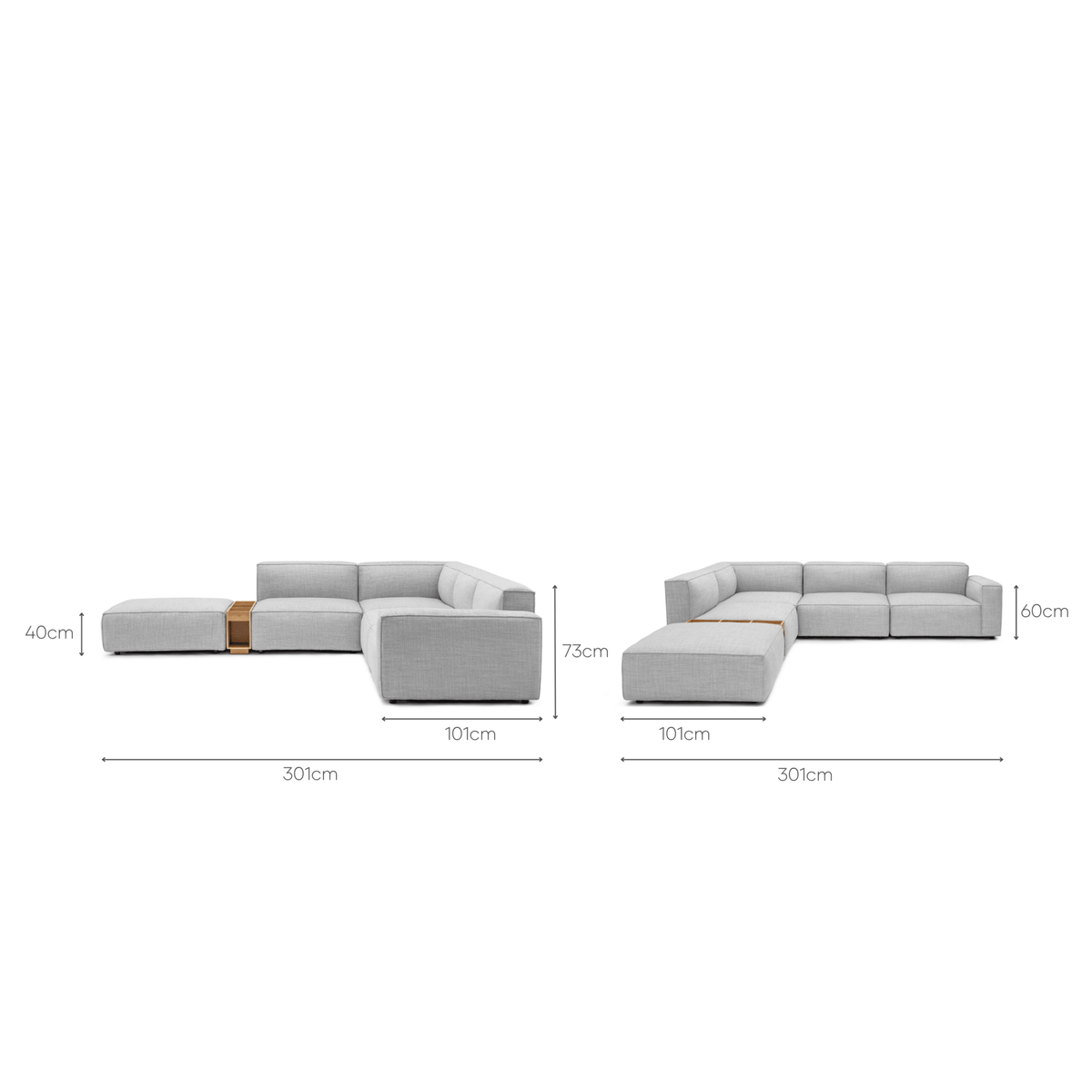 Baker Large Corner Sofa With Ottoman & Storage - Diamond - Modular Sofas Tolv Loom Collection Dubai