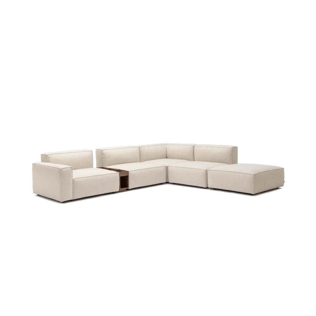 Baker Large Corner Sofa With Ottoman & Storage - Oatmeal - Sectional Sofas Tolv Loom Collection Dubai