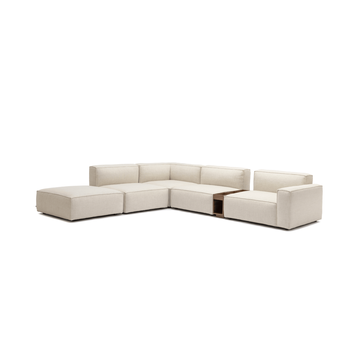 Baker Large Corner Sofa With Ottoman & Storage - Oatmeal - Sectional Sofas Tolv Loom Collection Dubai