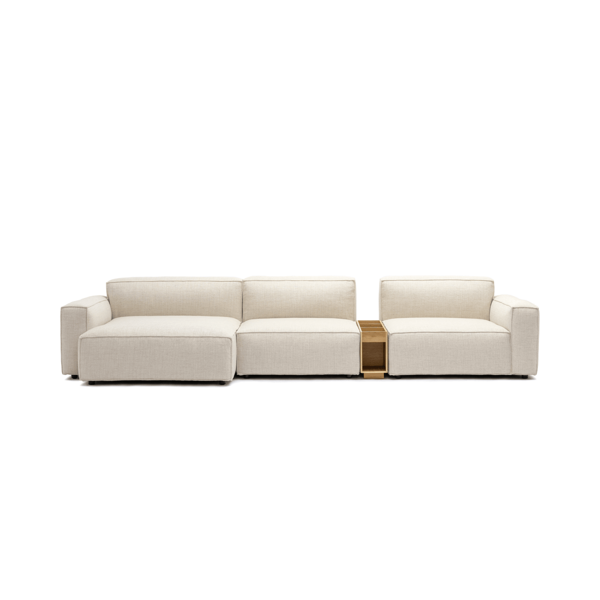 Baker Large L - Shaped With Oak Storage - Oatmeal - Modular Sofas Tolv Loom Collection Dubai