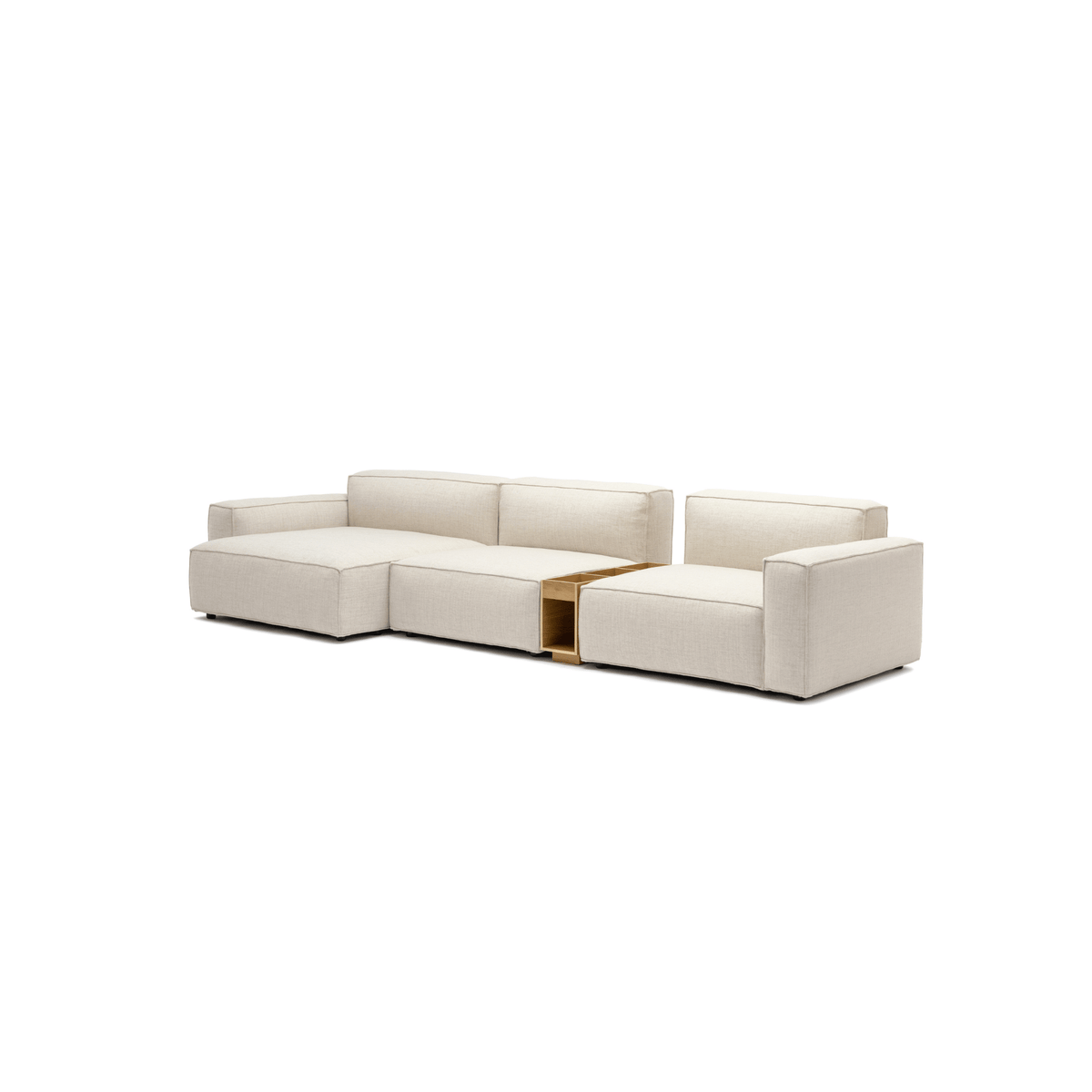 Baker Large L - Shaped With Oak Storage - Oatmeal - Modular Sofas Tolv Loom Collection Dubai