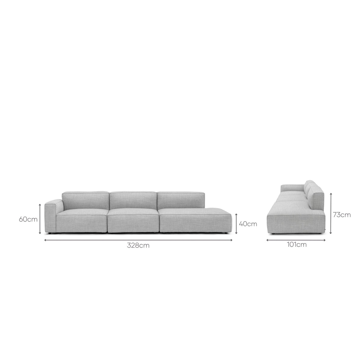 Baker Large Open End Sofa - Diamond - Modular Sofas Tolv Loom Collection Dubai