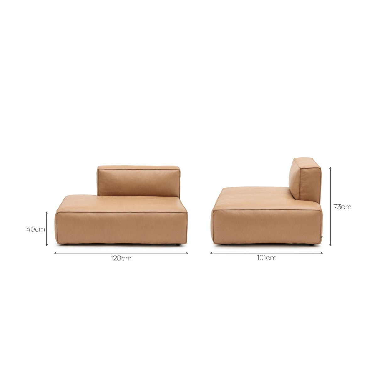Baker Left Open End - Pecan Leather - Modular Sofas Tolv Loom Collection Dubai