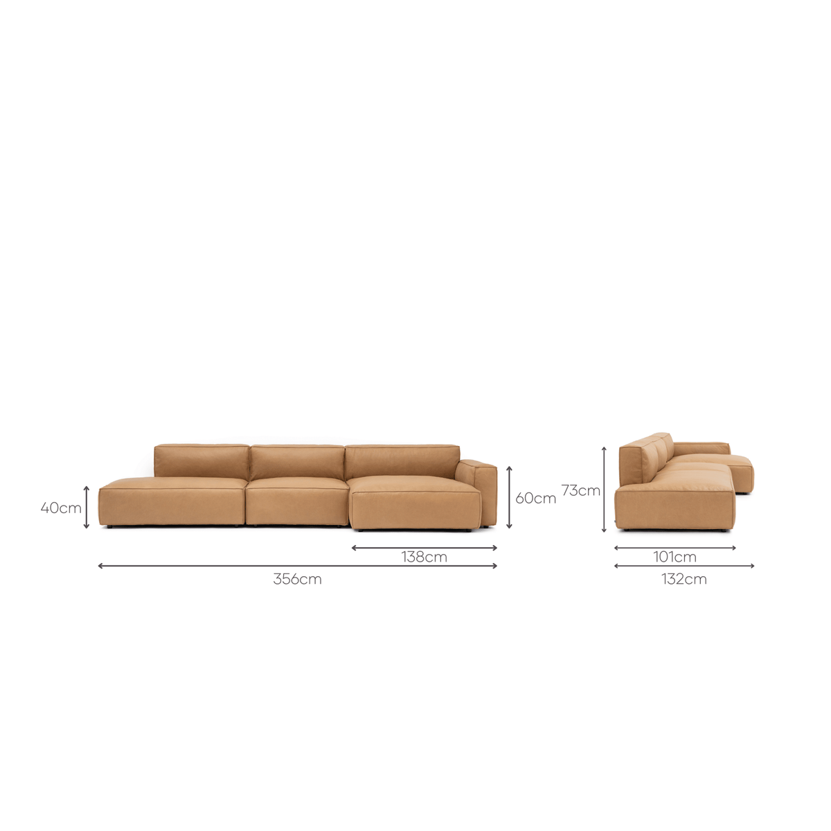 Baker Mega Lounge Sofa Set- Pecan Leather - Sectional Sofas Tolv Loom Collection Dubai