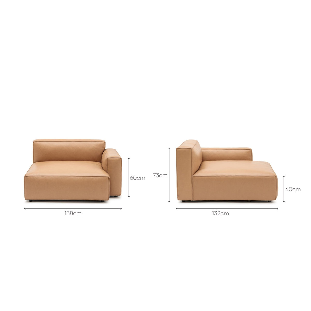Baker Mega Right Arm - Pecan Leather - Modular Sofas Tolv Loom Collection Dubai