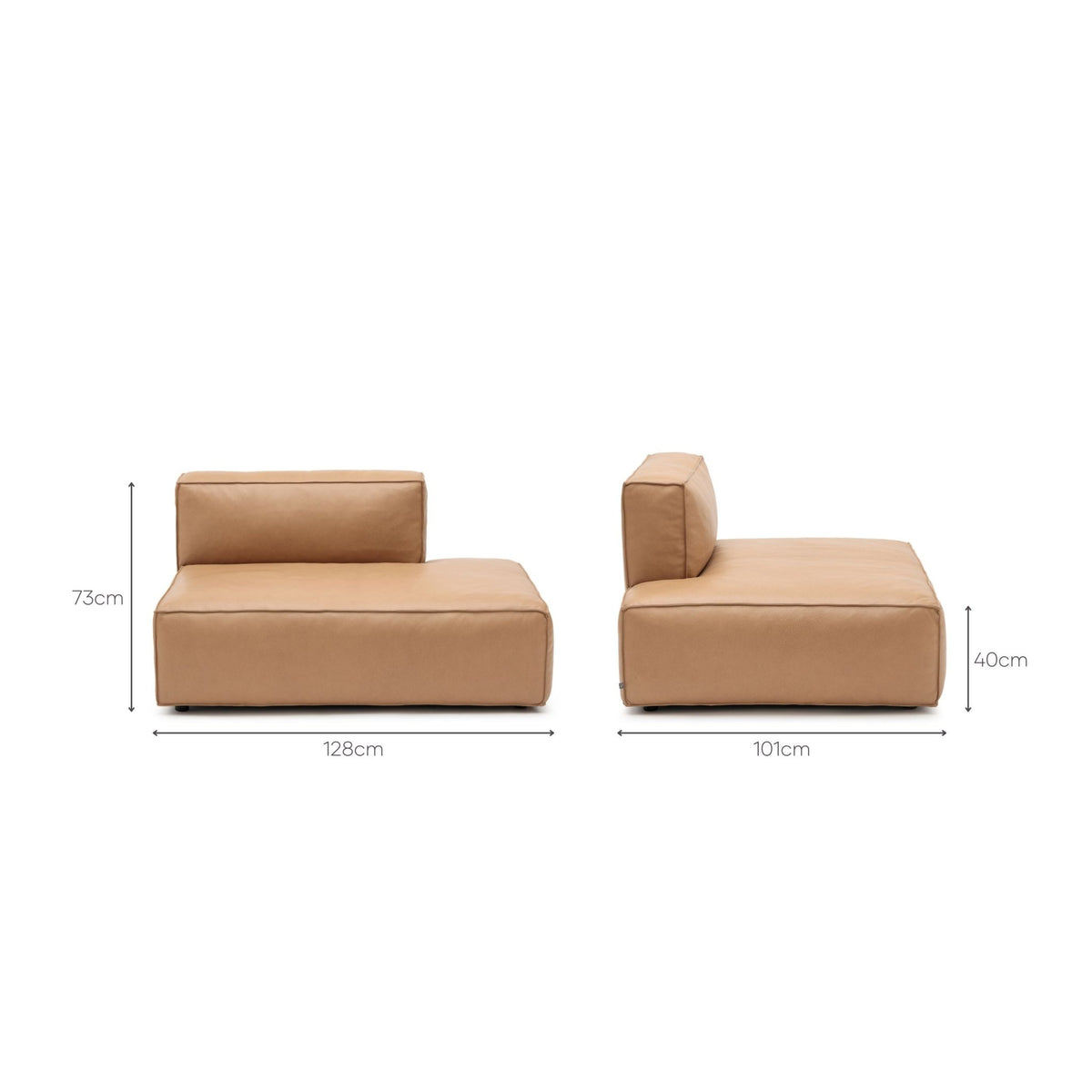Baker Right Open End - Pecan Leather - Modular Sofas Tolv Loom Collection Dubai