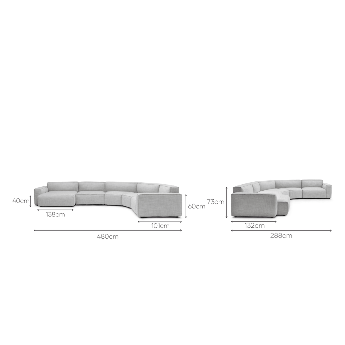 Baker XL Curved - Diamond - Curved Sofas Tolv Loom Collection Dubai