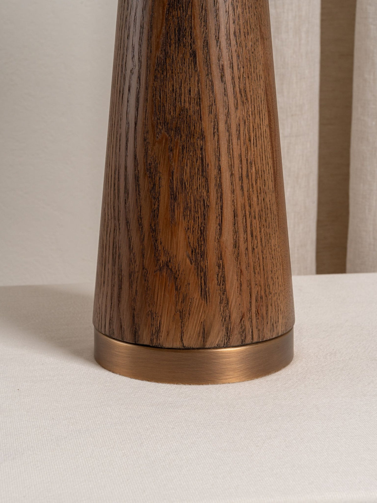 Baneza - Aged Brass And Wood Cone Table Lamp