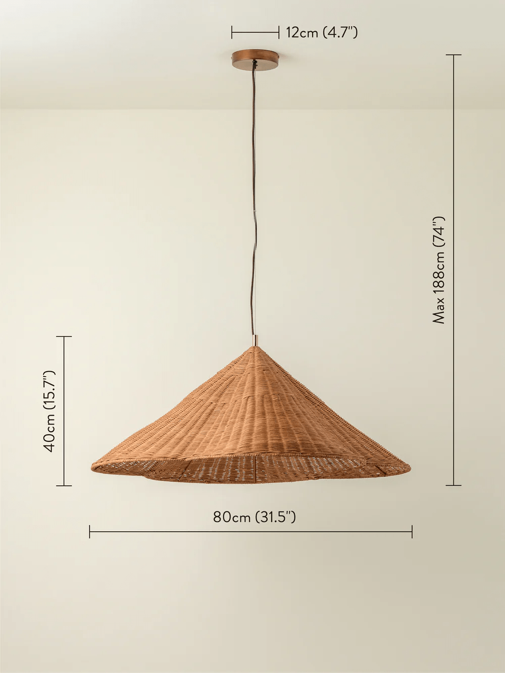 Bardi - 1 Light Oversized Scalloped Rattan Pendant