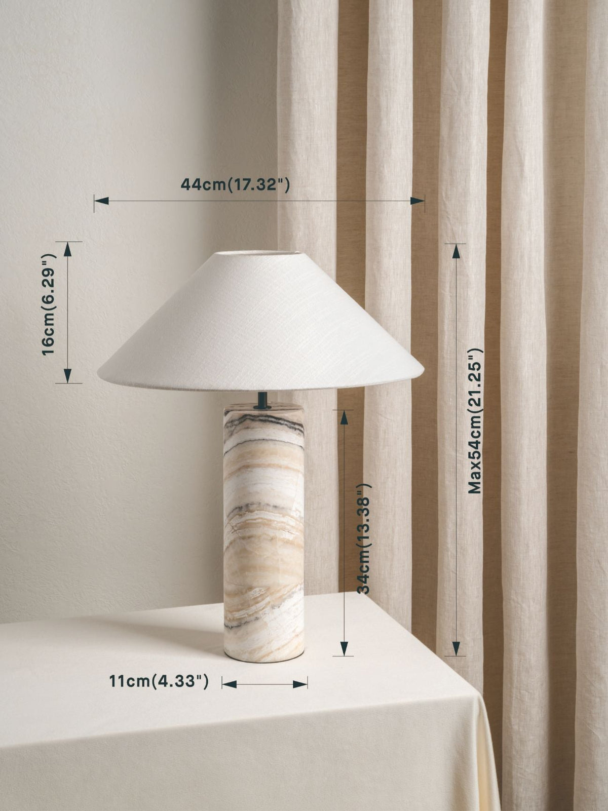 Barola - White Onyx Cylinder Table Lamp