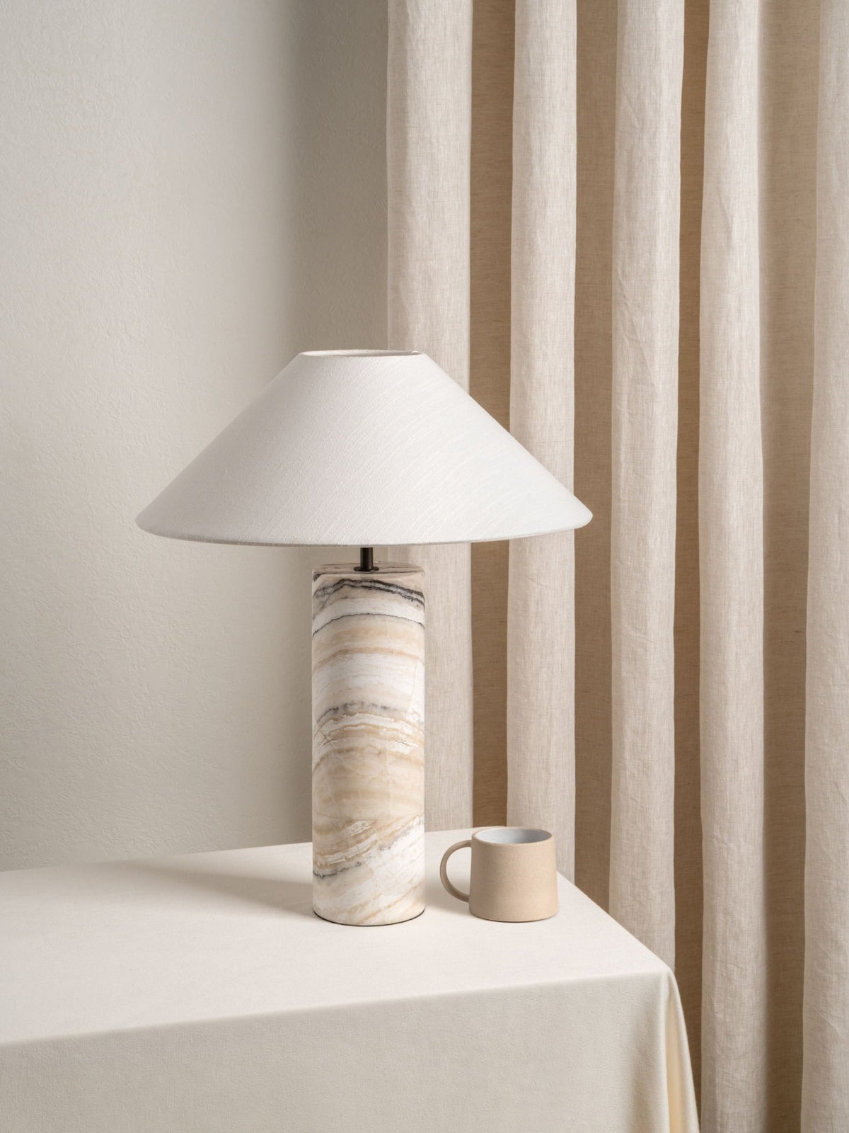 Barola - White Onyx Cylinder Table Lamp