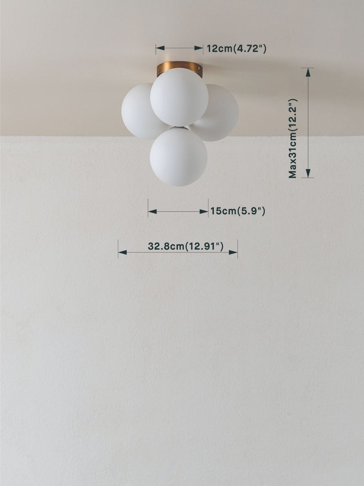 Boule - 4 Light Brass And Opal Flush Pendant Light