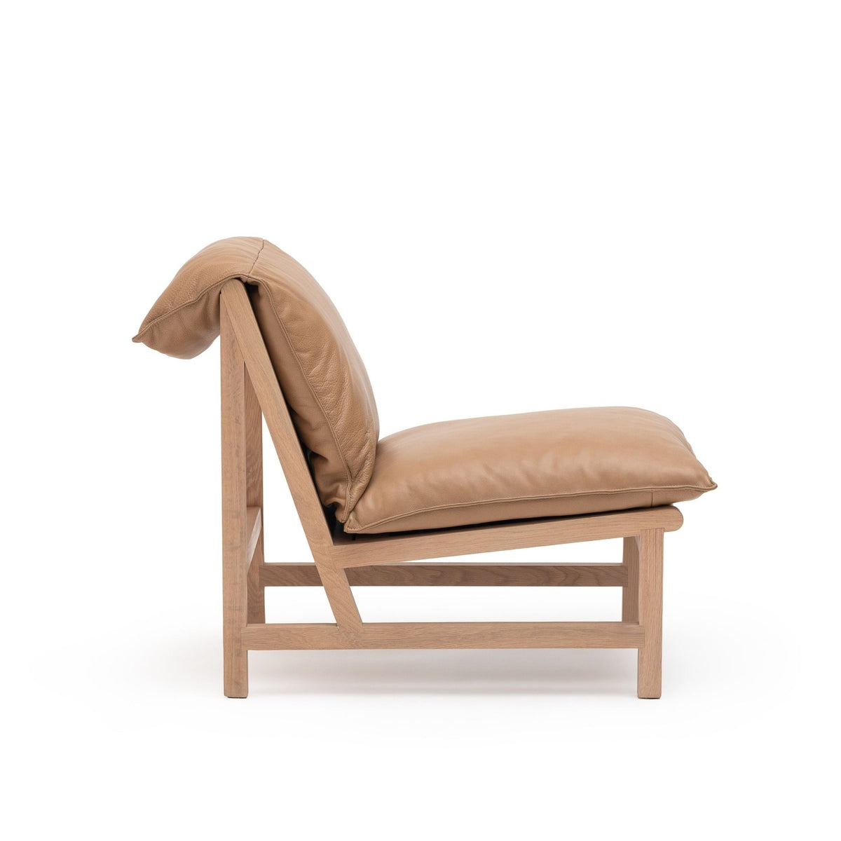 Cantaloupe Chair - Blonde Oak & Pecan Leather - Tolv Loom Collection Dubai