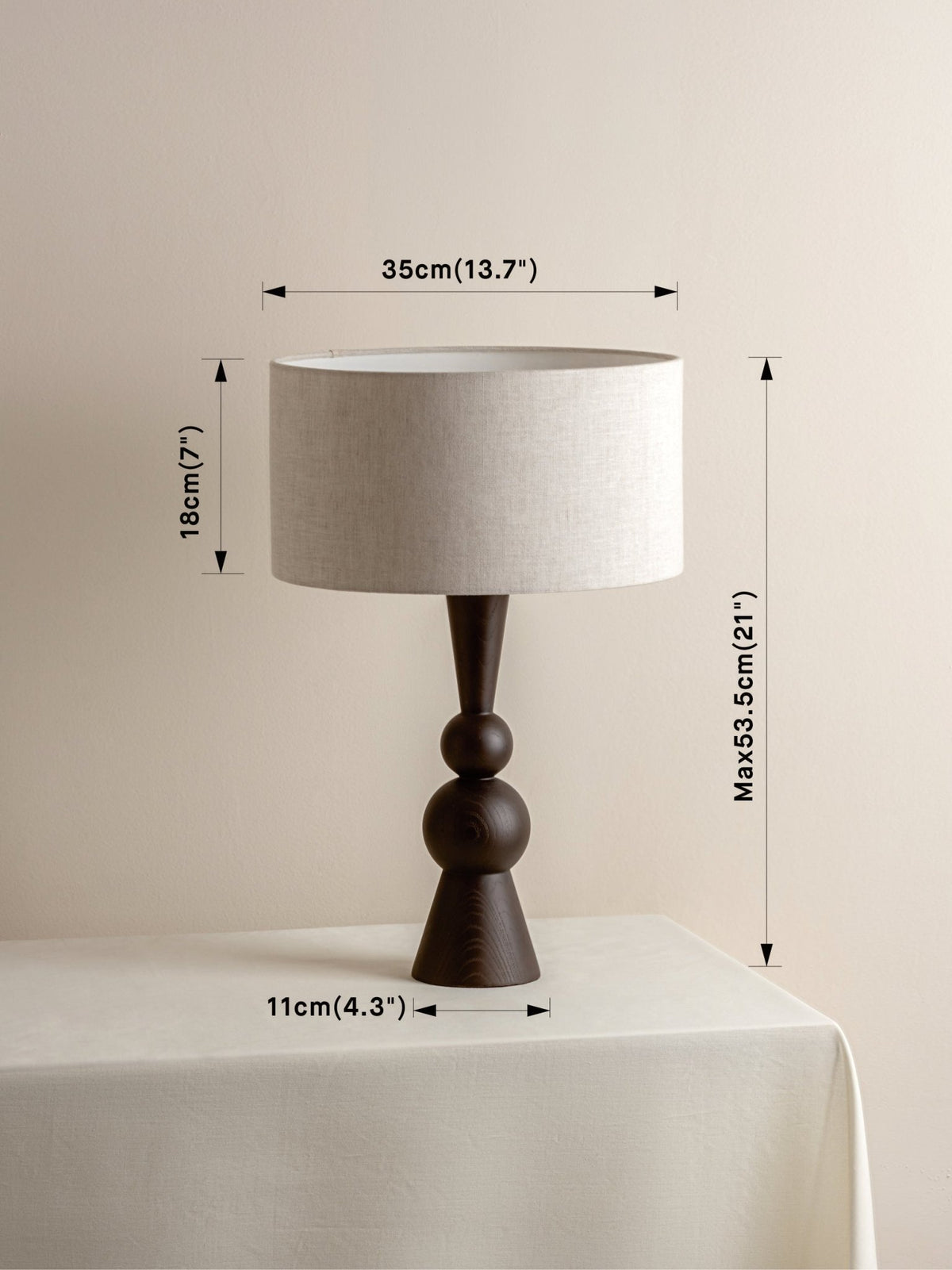 Carmine - Dark Wood And Linen Table Lamp