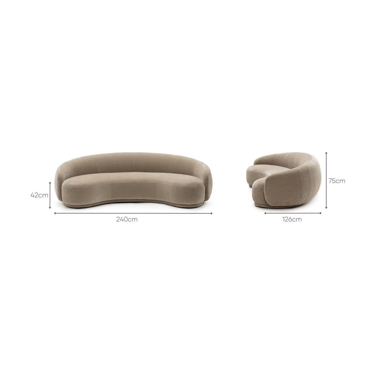 Cashew Sofa - Latte - Curved Sofas Loom Collection Loom Collection Dubai