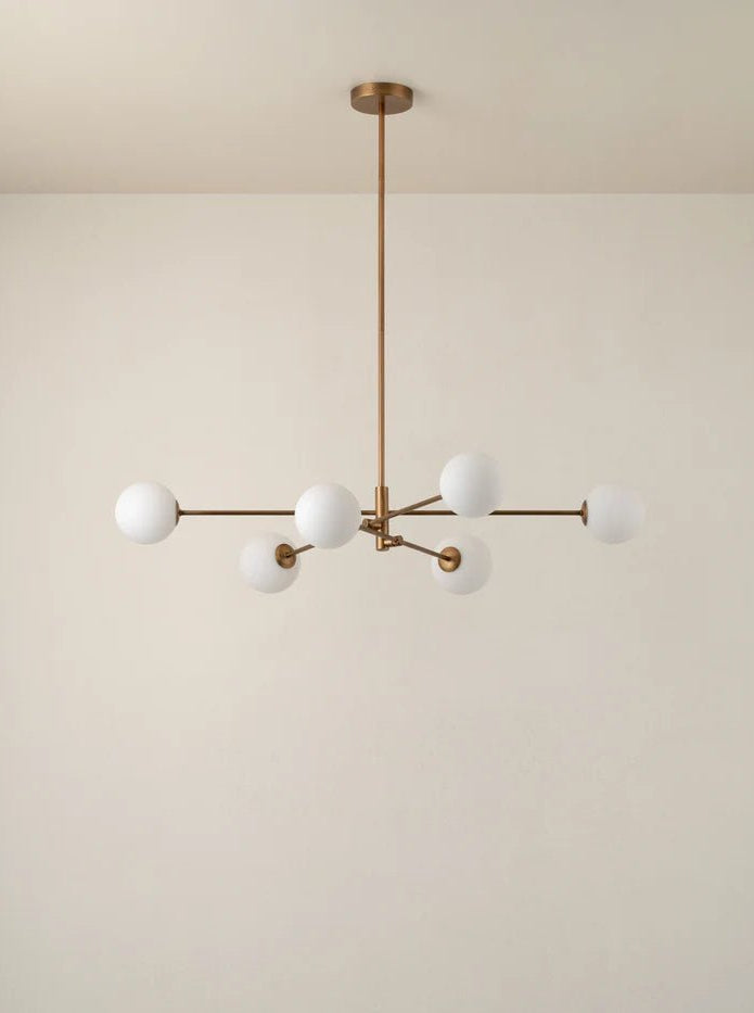 Chelso - 6 Light Aged Brass And Opal Pendant - Ceiling Lights Lights&Lamps Loom Collection Dubai