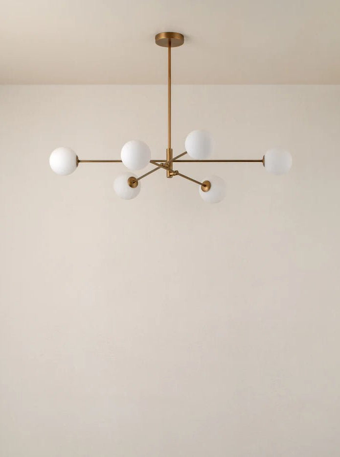 Chelso - 6 Light Aged Brass And Opal Pendant - Ceiling Lights Lights&Lamps Loom Collection Dubai